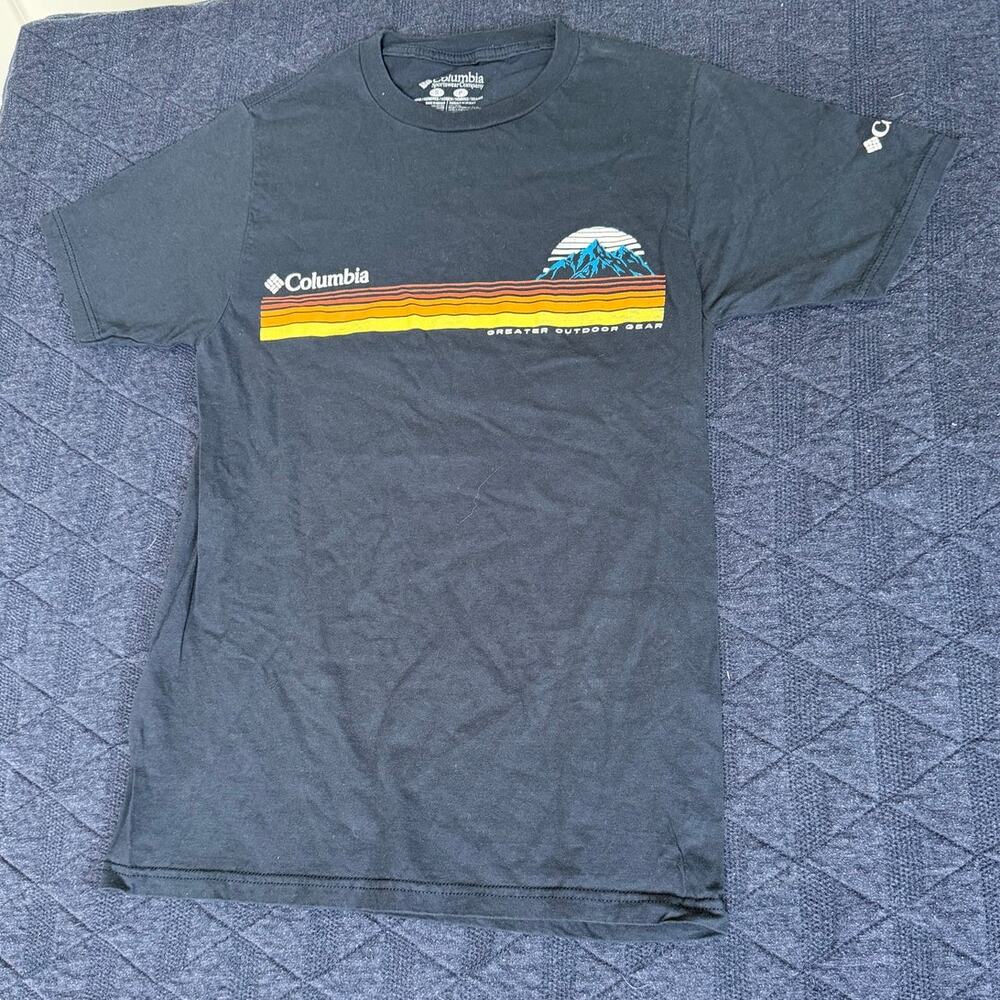 Columbia Greater Outdoor Gear Mountain Graphic T-Shirt Men's S Blue Cotton